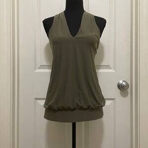 NEW Express Halter Neck Tank Top Olive Green Party Club Chic Minimalist‎ Medium